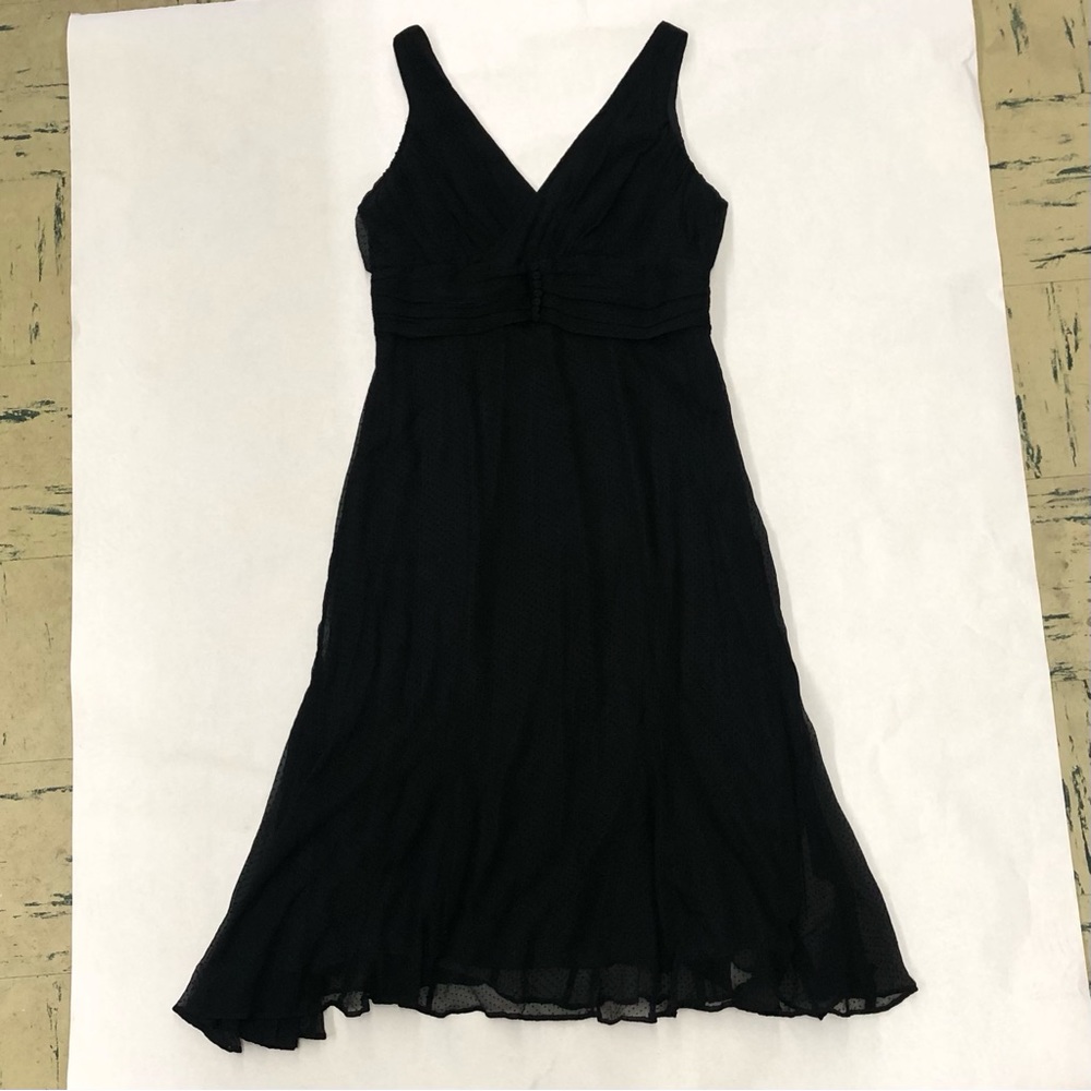 J. Peterman Dotted Swiss Silk blend Black Dress size 10